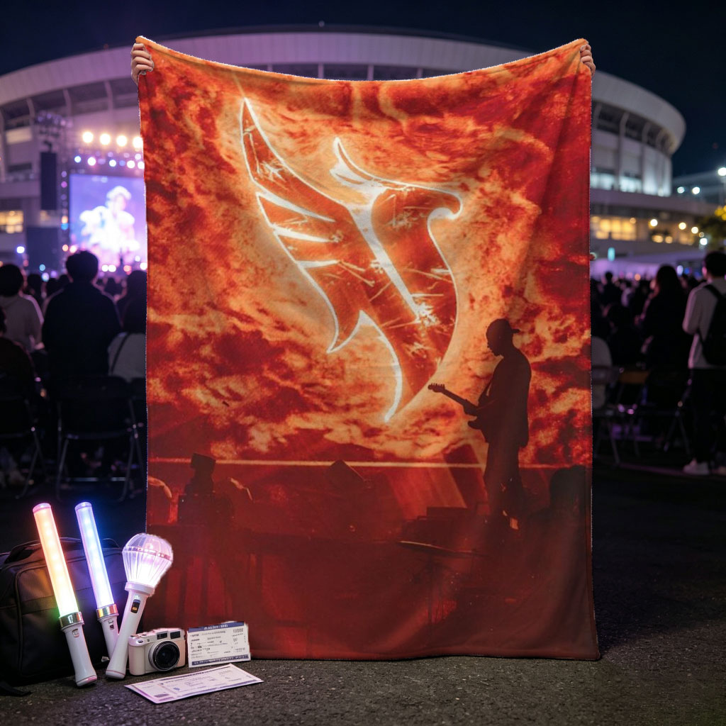 Imagine Dragons Live Performance with Dramatic Red Sky and Glowing Logo Projection - Blankets