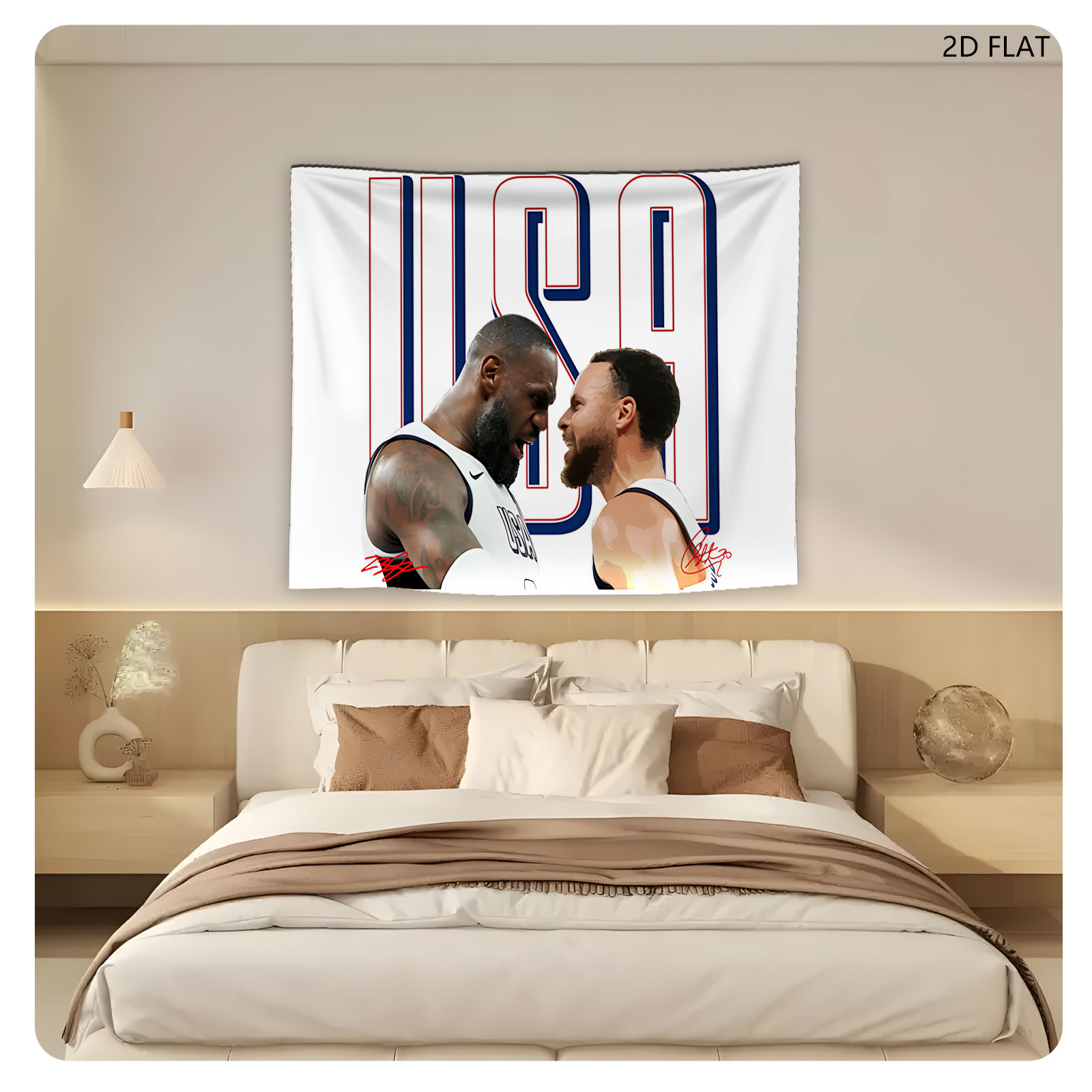James and Curry: USA Basketball Stars at 2024 Paris Olympics - Tapestry