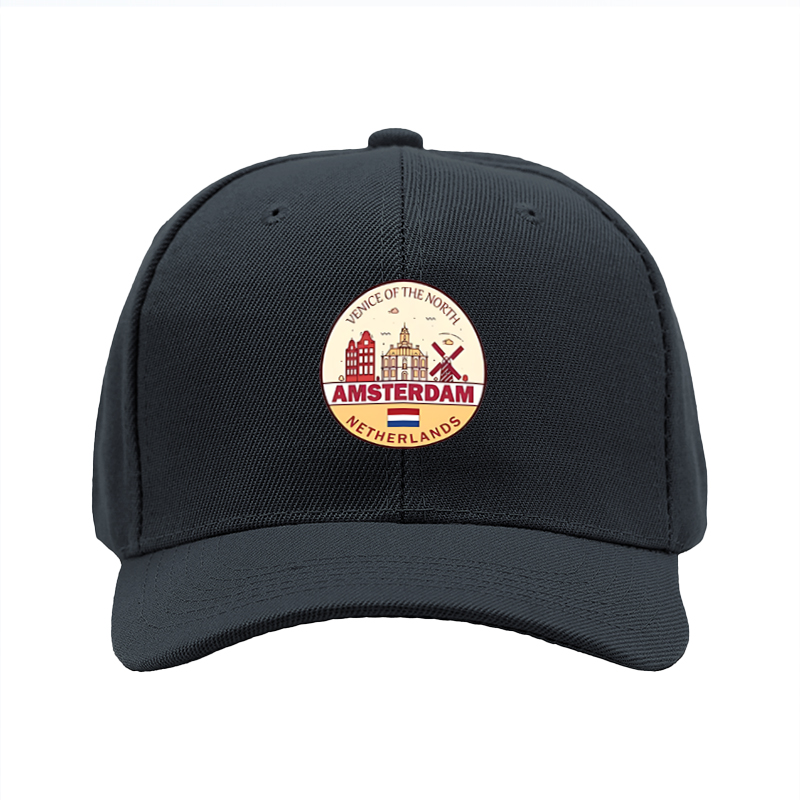 1pc New Baseball Cap Amsterdam Cityscape Print Venice of the North Design Unisex Adjustable Hat for Travel Outdoor Activities Adults and Teens