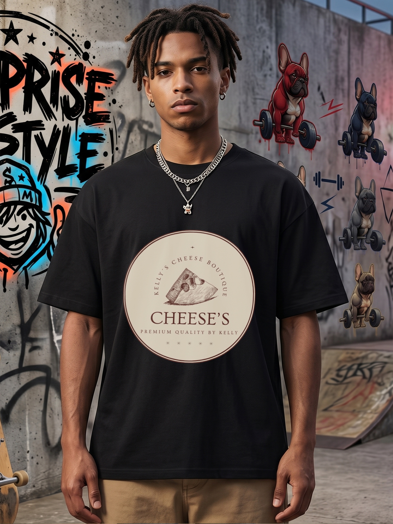 Men's Cheese Print T-Shirt Featuring Cheese Slice Design and 