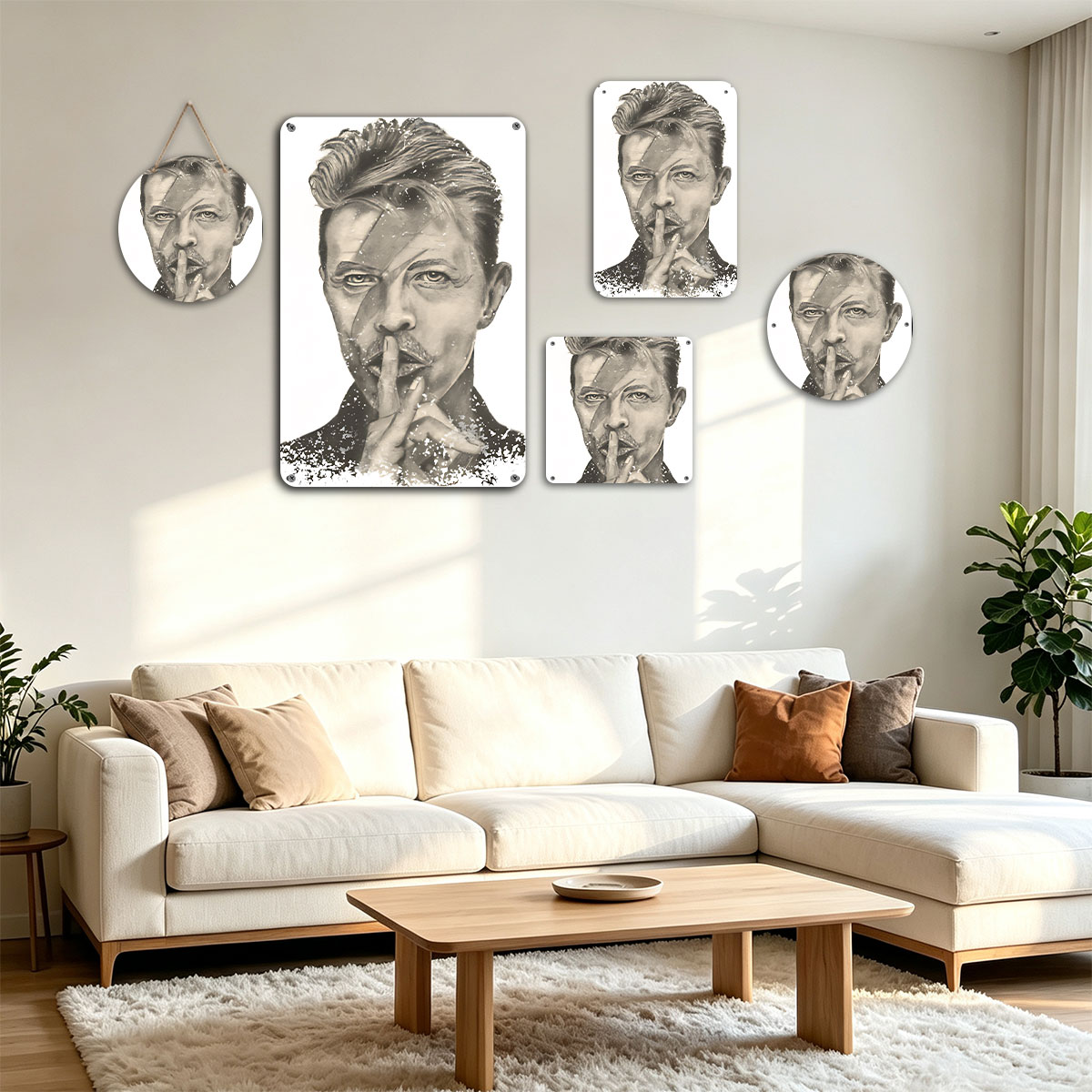 David Bowie: Ziggy Stardust Portrait with Shh Gesture - painting