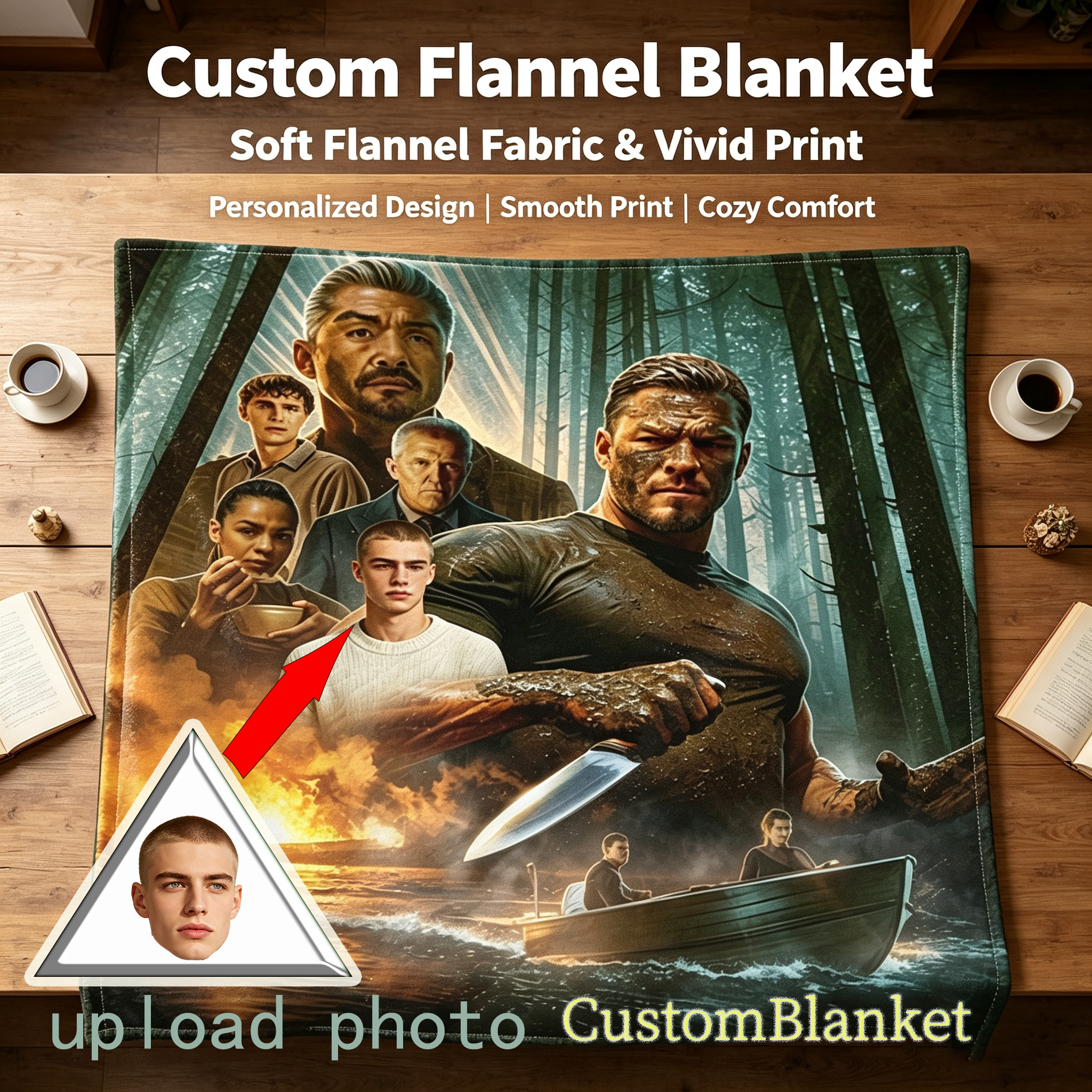 Custom Face Blanket The Last of Us Inspired Flannel Blanket for Couch, Bed, or Travel – Perfect Gift for Fans and Gamers