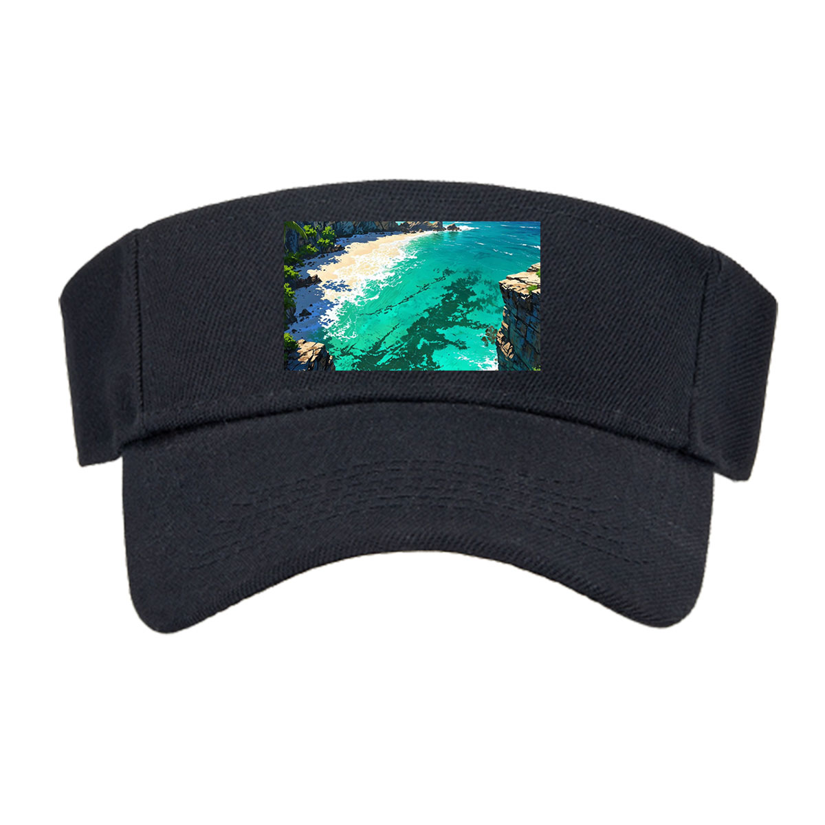 Tropical Bay with Crystal Clear Waters and Lush Cliffs -  Visor cap