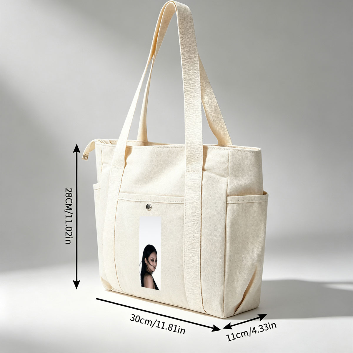 Jennie Blackpink Portrait Close-Up with Long Dark Hair and Elegant Makeup - Multi-pocket bags