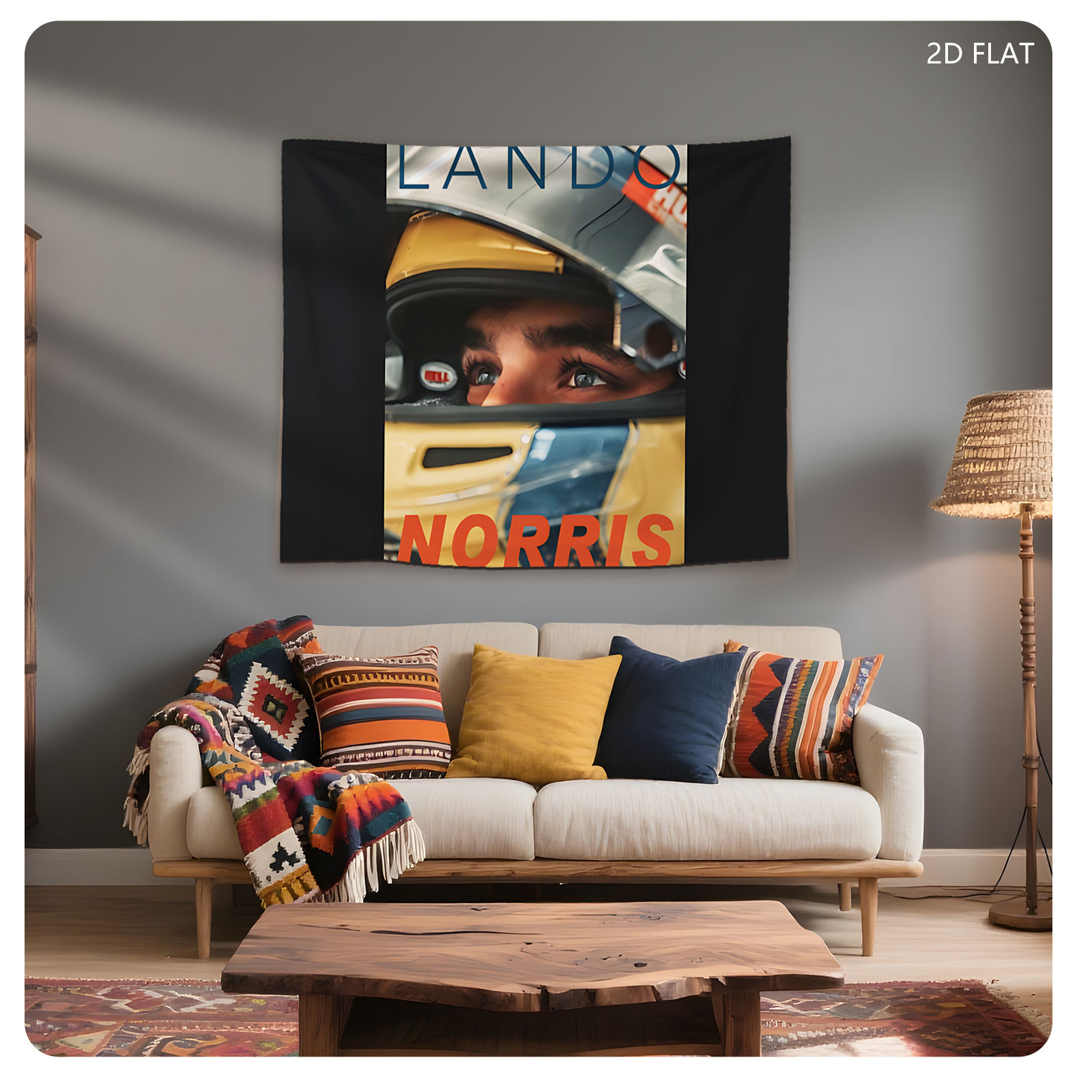 Lando Norris in Racing Helmet, Formula 1 Driver, McLaren Team - Tapestry