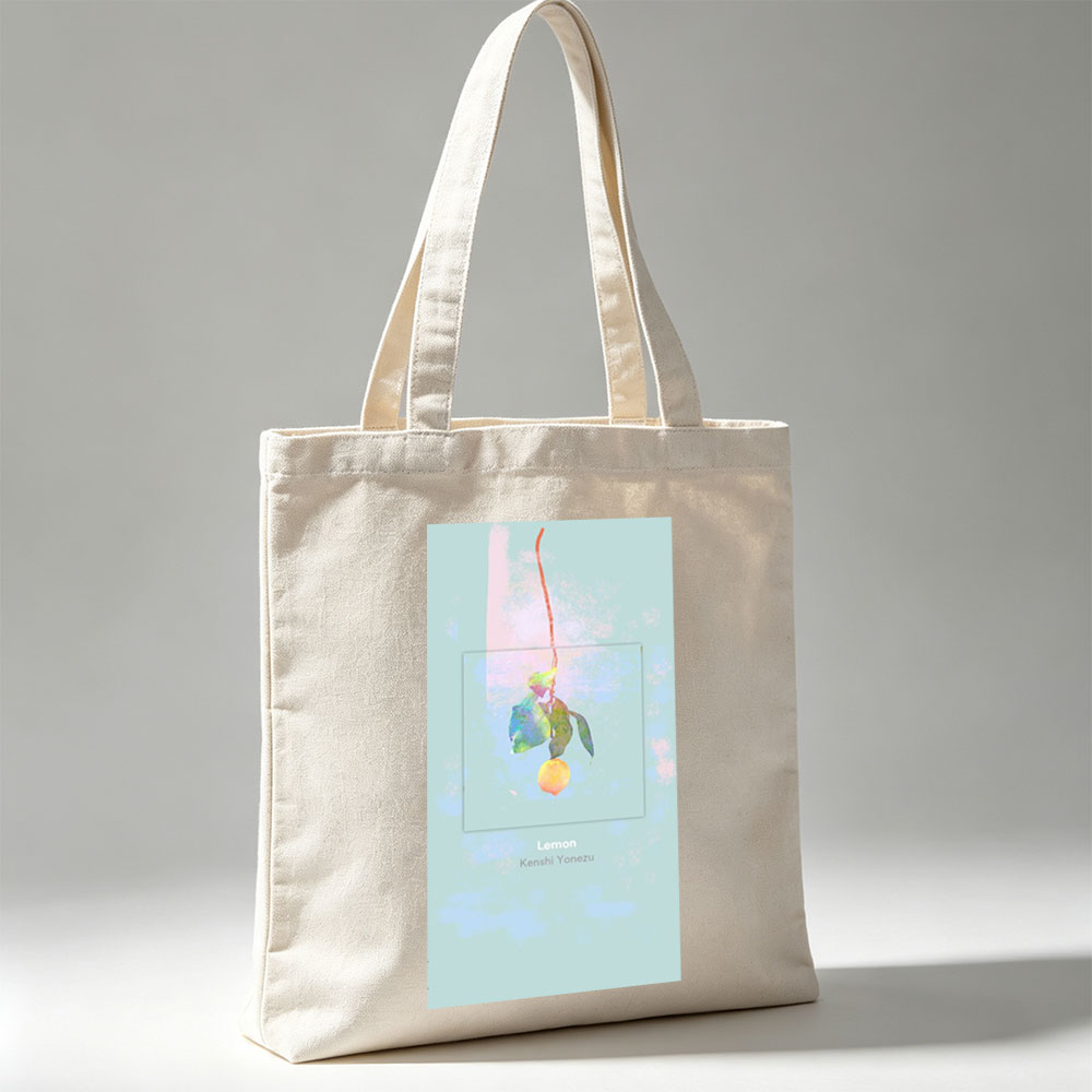 Kenshi Yonezu Lemon Watercolor Artwork with Hanging Fruit and Leaves - Canvas tote bags