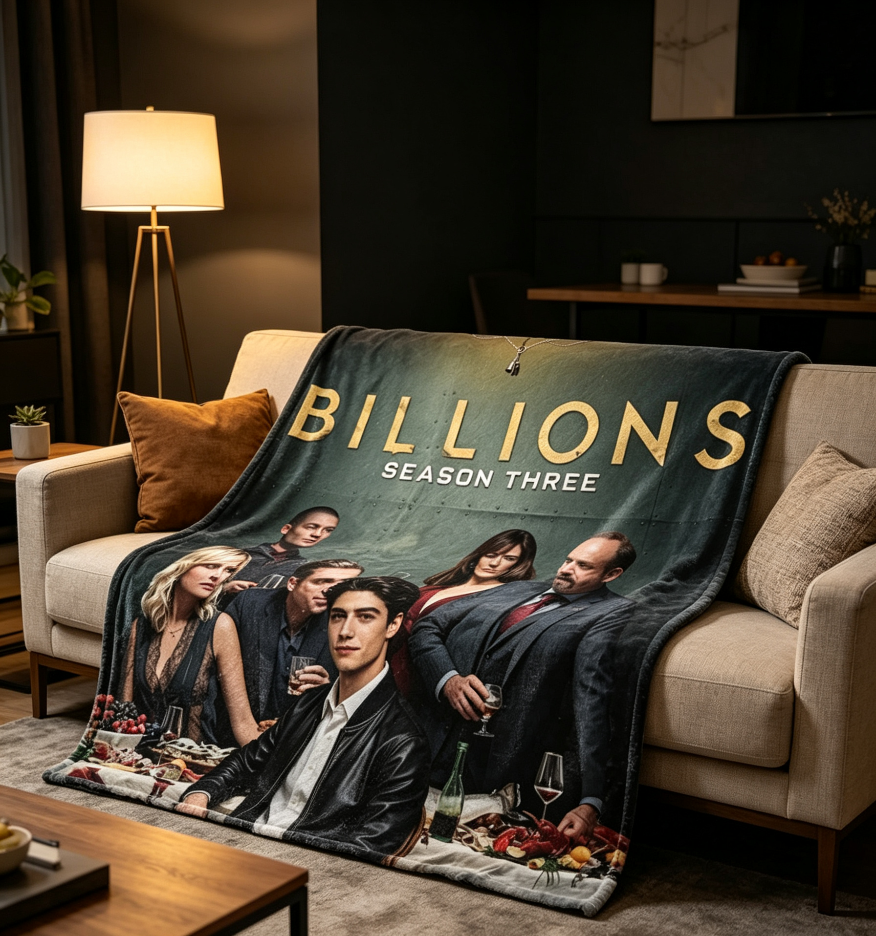 Custom Face Blanket Billions Season Three Flannel Blanket for Home Decor and Movie Fans Gift or Giveaway
