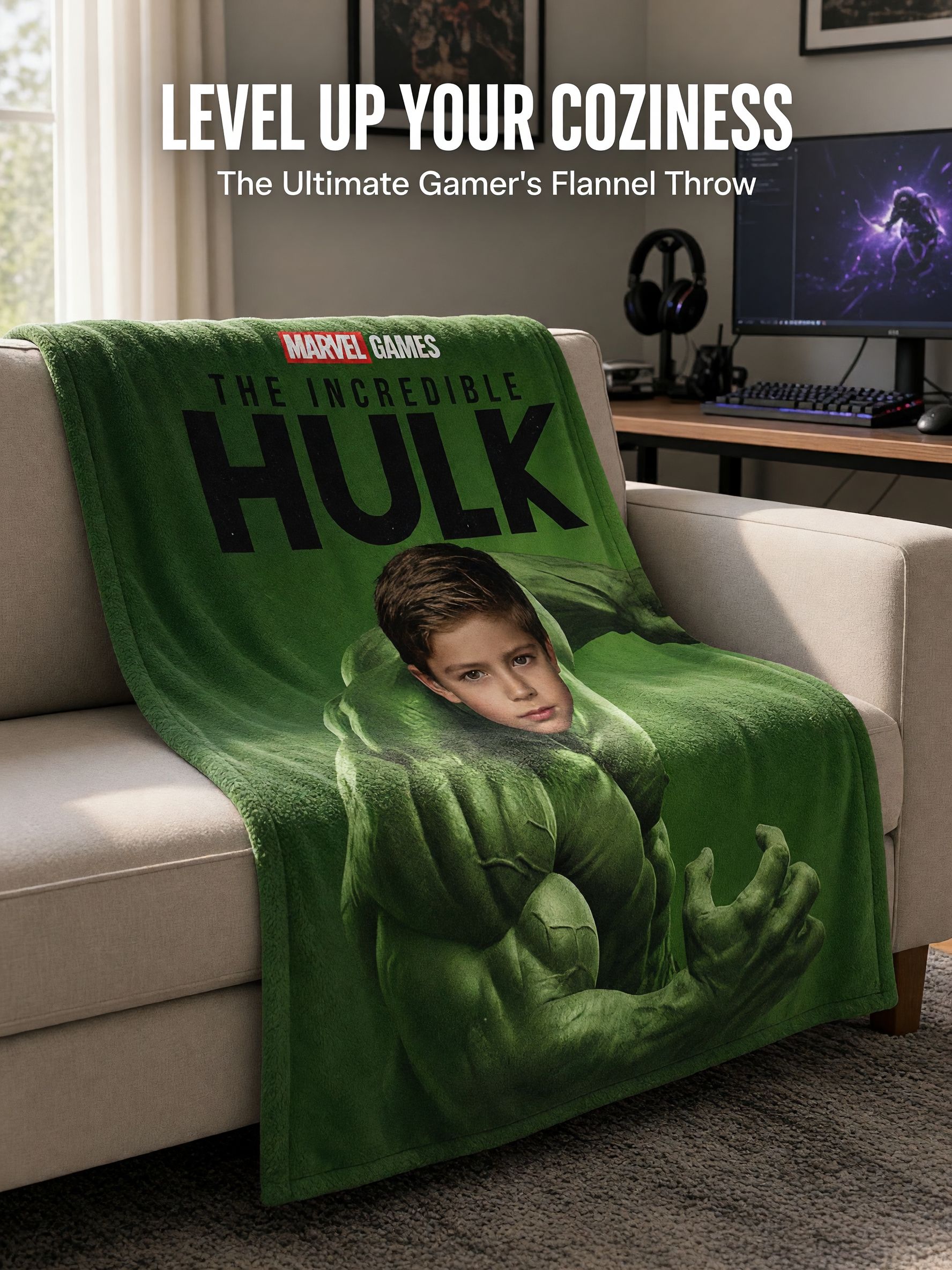 Custom Face Photo Flannel Blanket Ultra Soft Superhero Throw for Couch Bed Ideal Personalized Gift