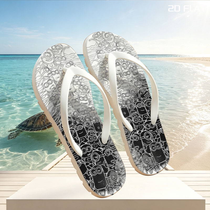 Minions Stack in Black and White Art -  flip-flops