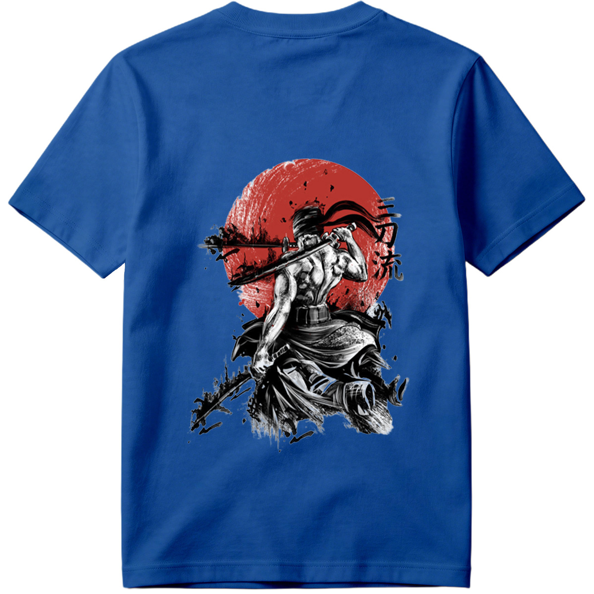 Samurai Warrior with Dual Swords Against Red Sun - Tee