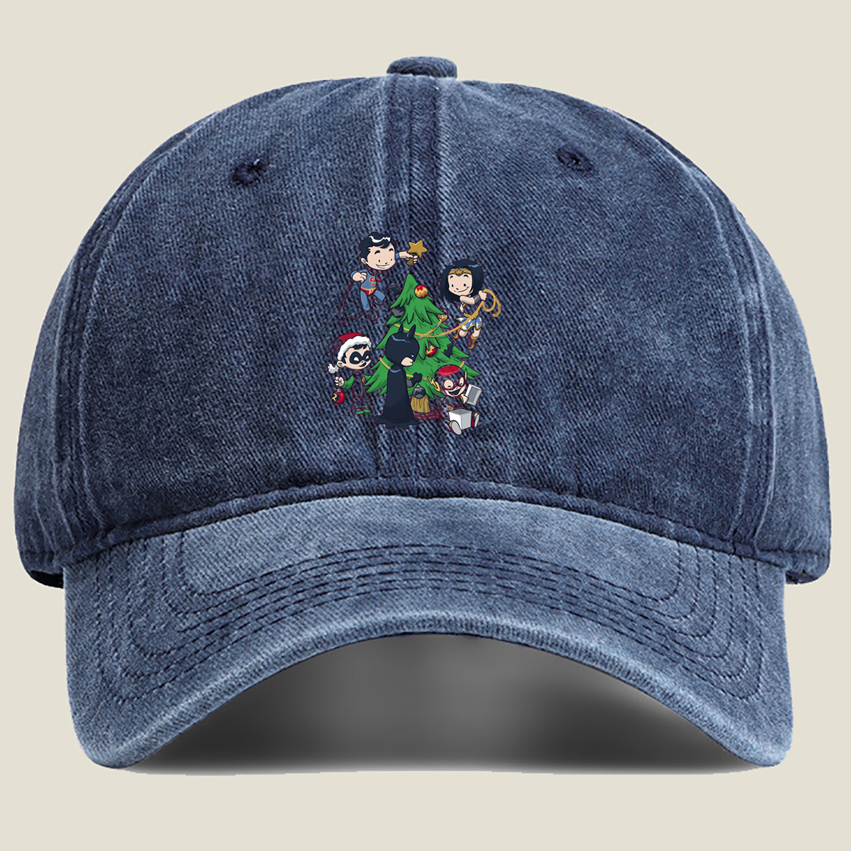 DC Super Heroes Christmas Celebration - Washed Denim - Baseball Cap