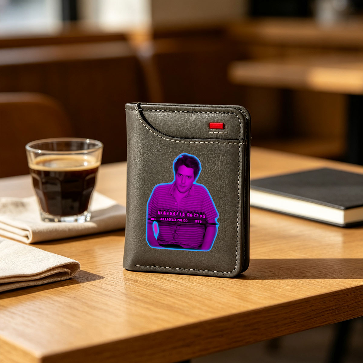 Hugh Grant Mugshot Style Photo - Los Angeles Police Department, 06-27-95 - Vertical Style Wallet