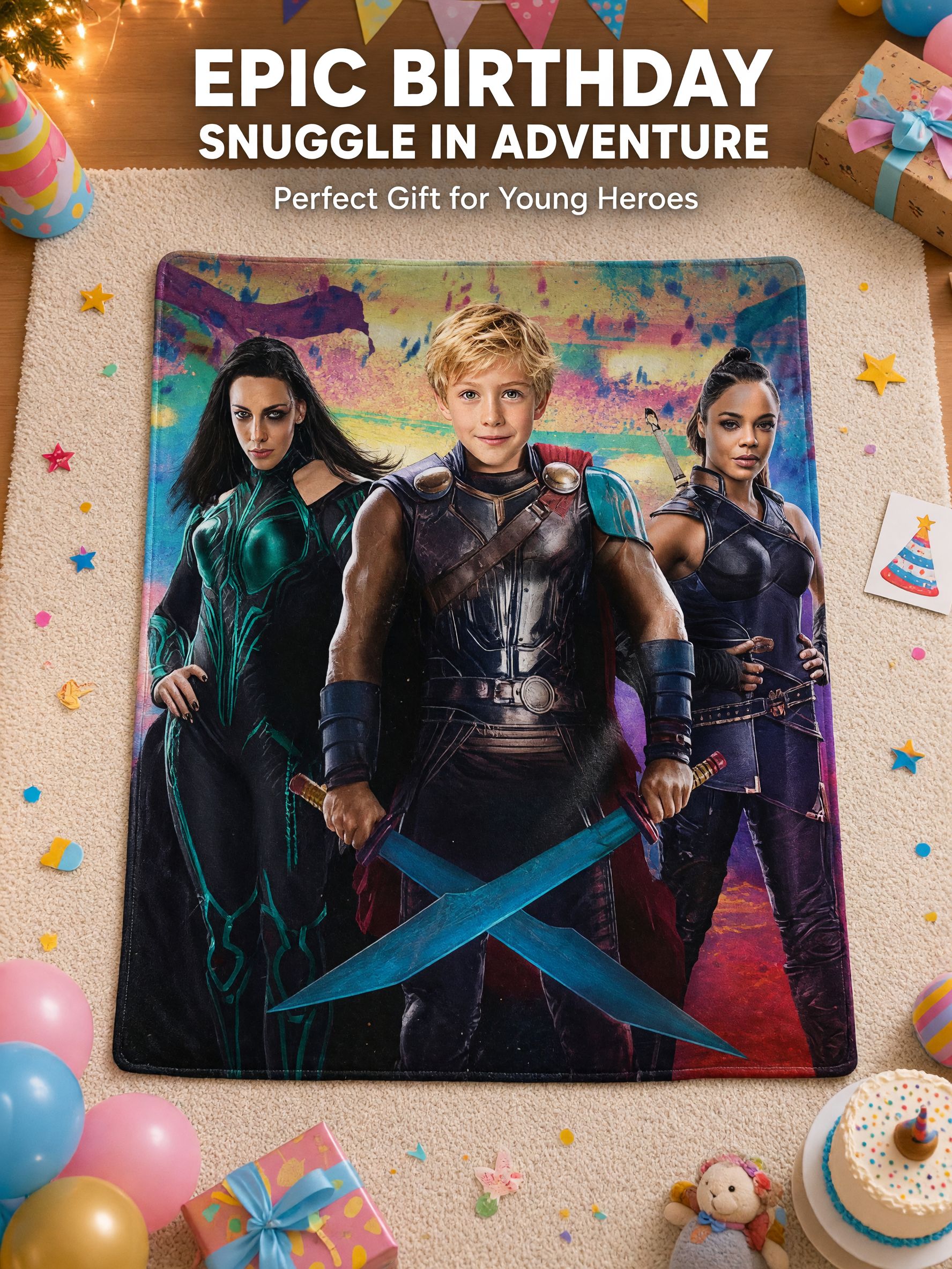 Custom Face Photo Superhero Flannel Throw Blanket Ultra Soft Anti Pilling Plush Personalized Gift for Bed Sofa