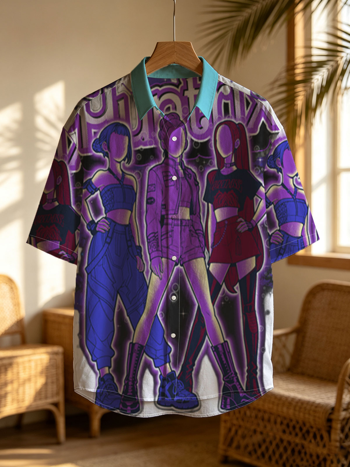 Huntrix: Three Stylish Characters in Vibrant Outfits with Futuristic Aesthetic -  Shirt