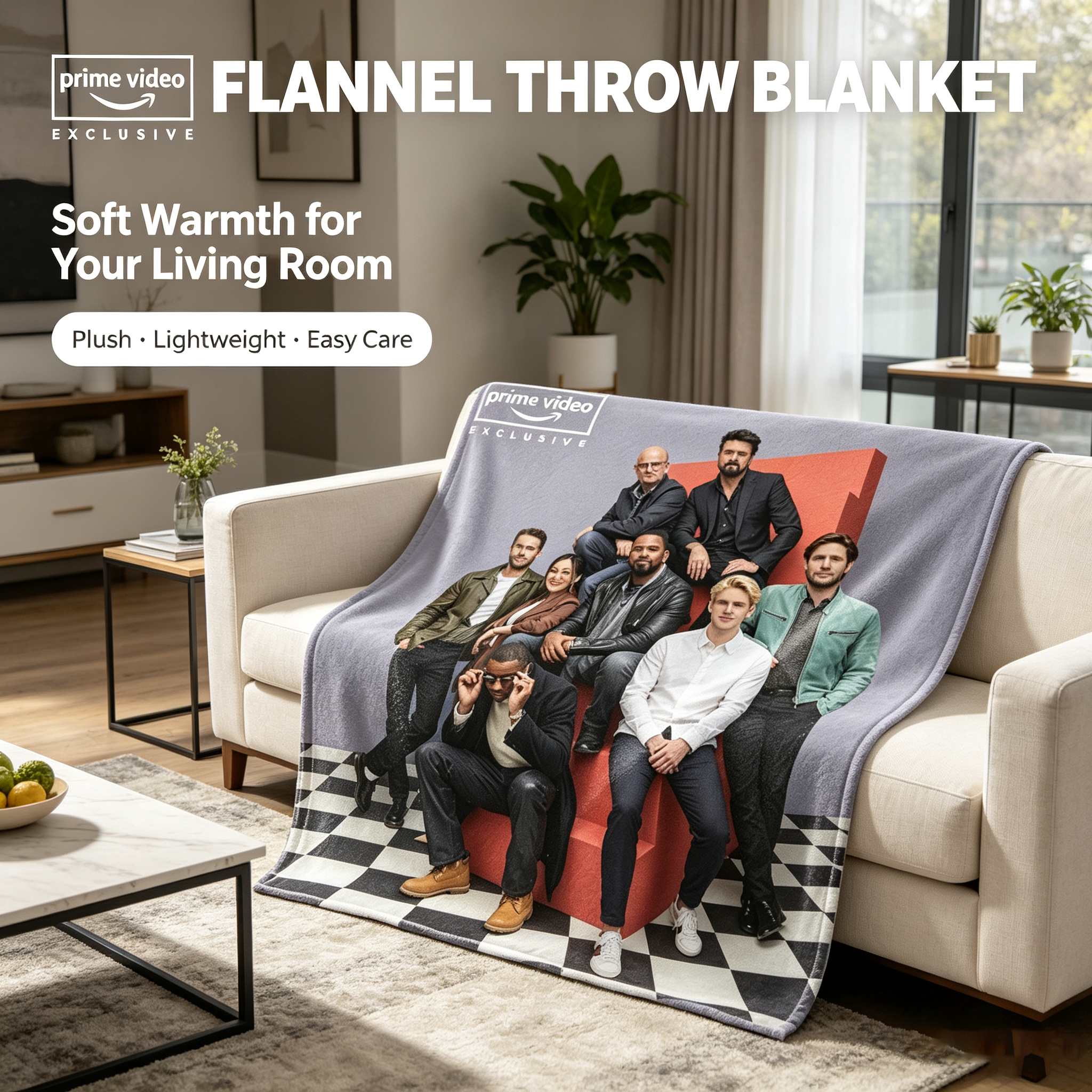 Custom Face Blanket The Boys Series Cast Flannel Blanket Cozy Living Room Gift for Fans Entertainment Prime Video Exclusive Giveaway