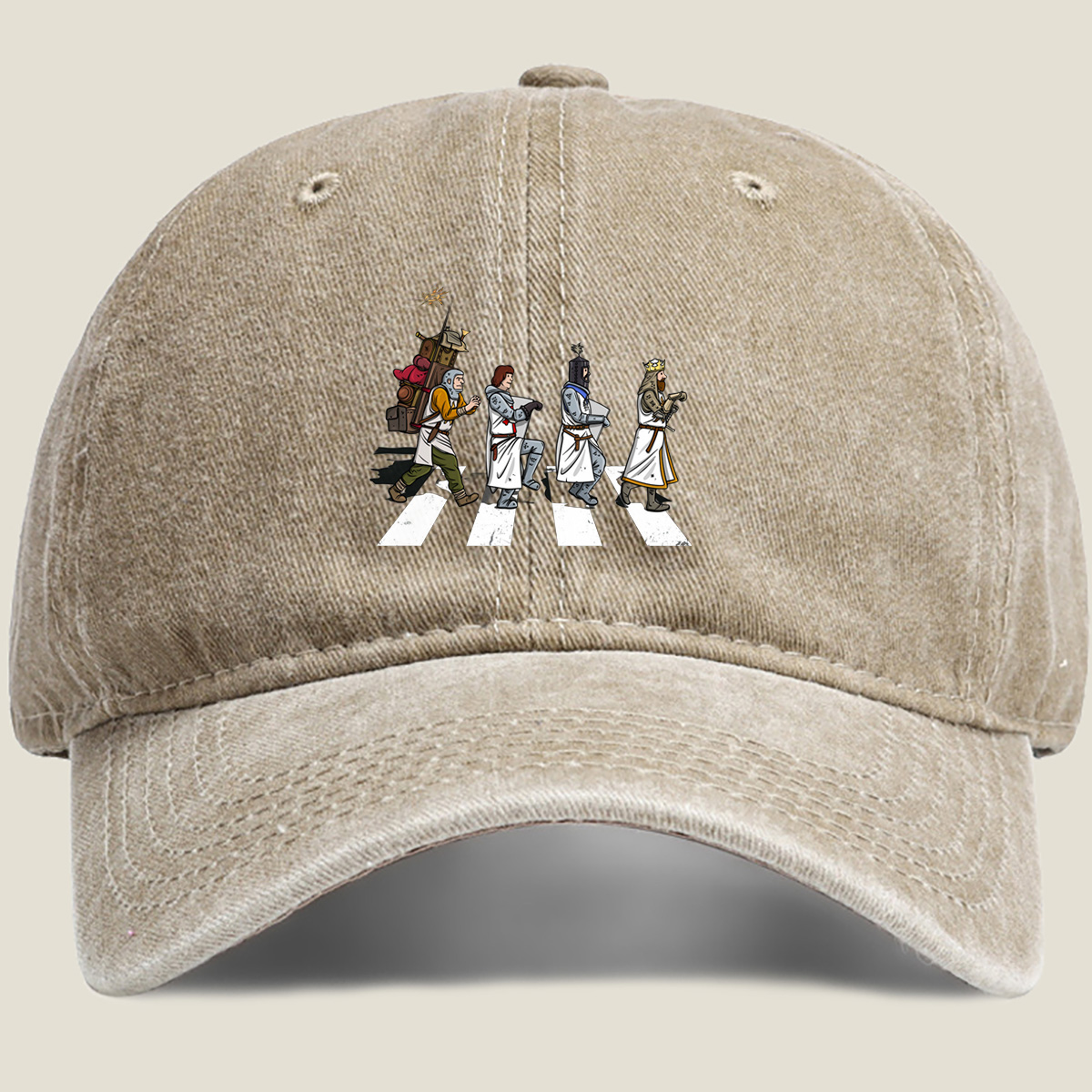 The Knights: Monty Python's Holy Grail Characters Crossing the Road - Washed Denim - Baseball Cap