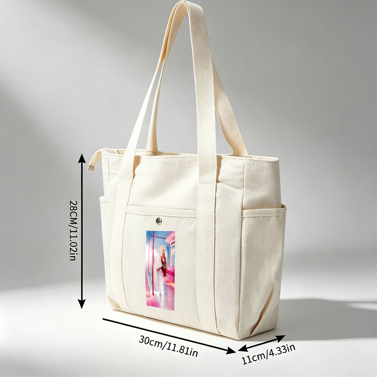 Nicki Minaj in a Pink Fantasy Scene with Futuristic Bus and Clouds - Multi-pocket bags