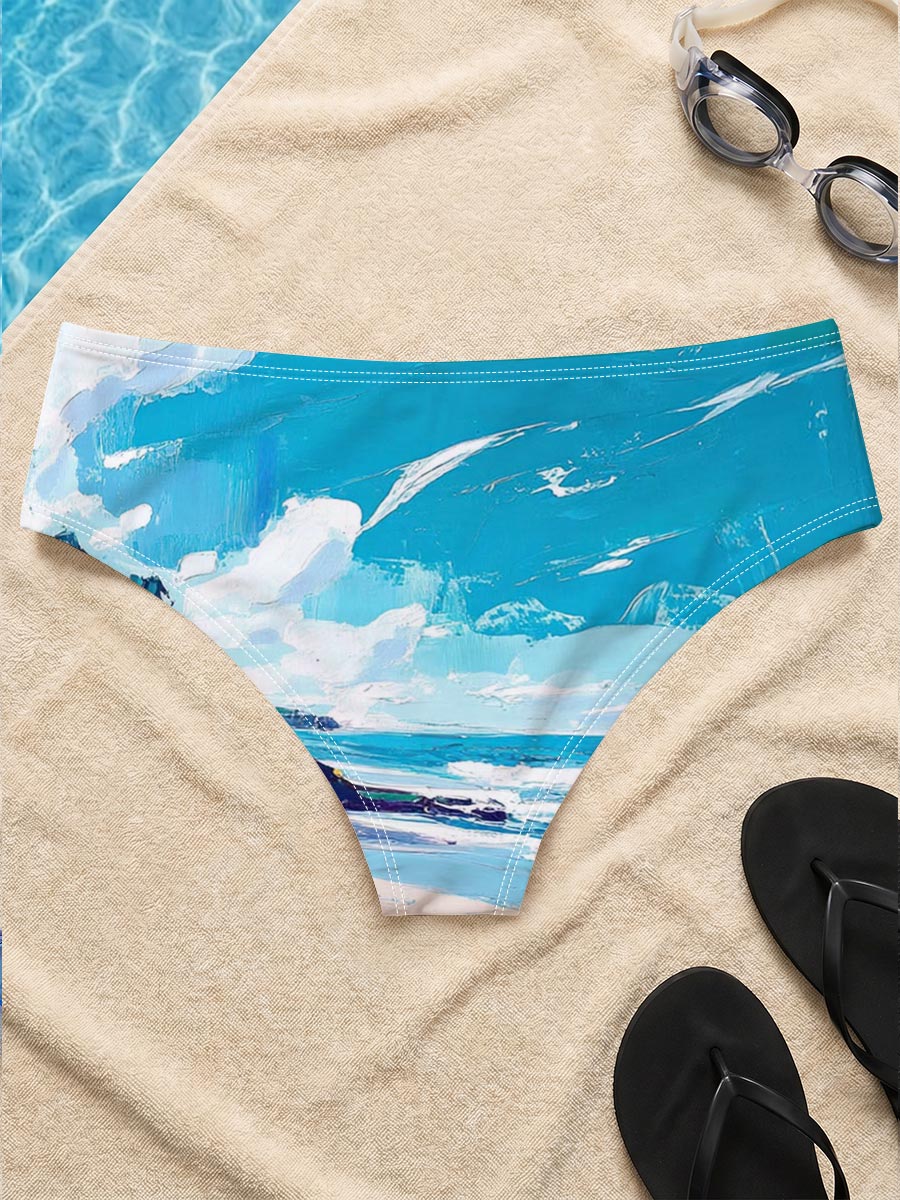 Tropical Beach with Palm Trees and Blue Sky -  Men's swim trunks