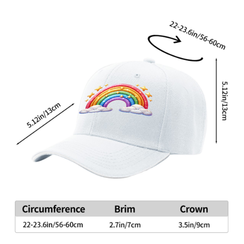 Unisex Classic Sandwich Hat with Rainbow and Cloud Print - Perfect for Outdoor Activities, Festivals, and Casual Wear - Ideal for Adults and Teens Seeking Fun, Colorful Headwear