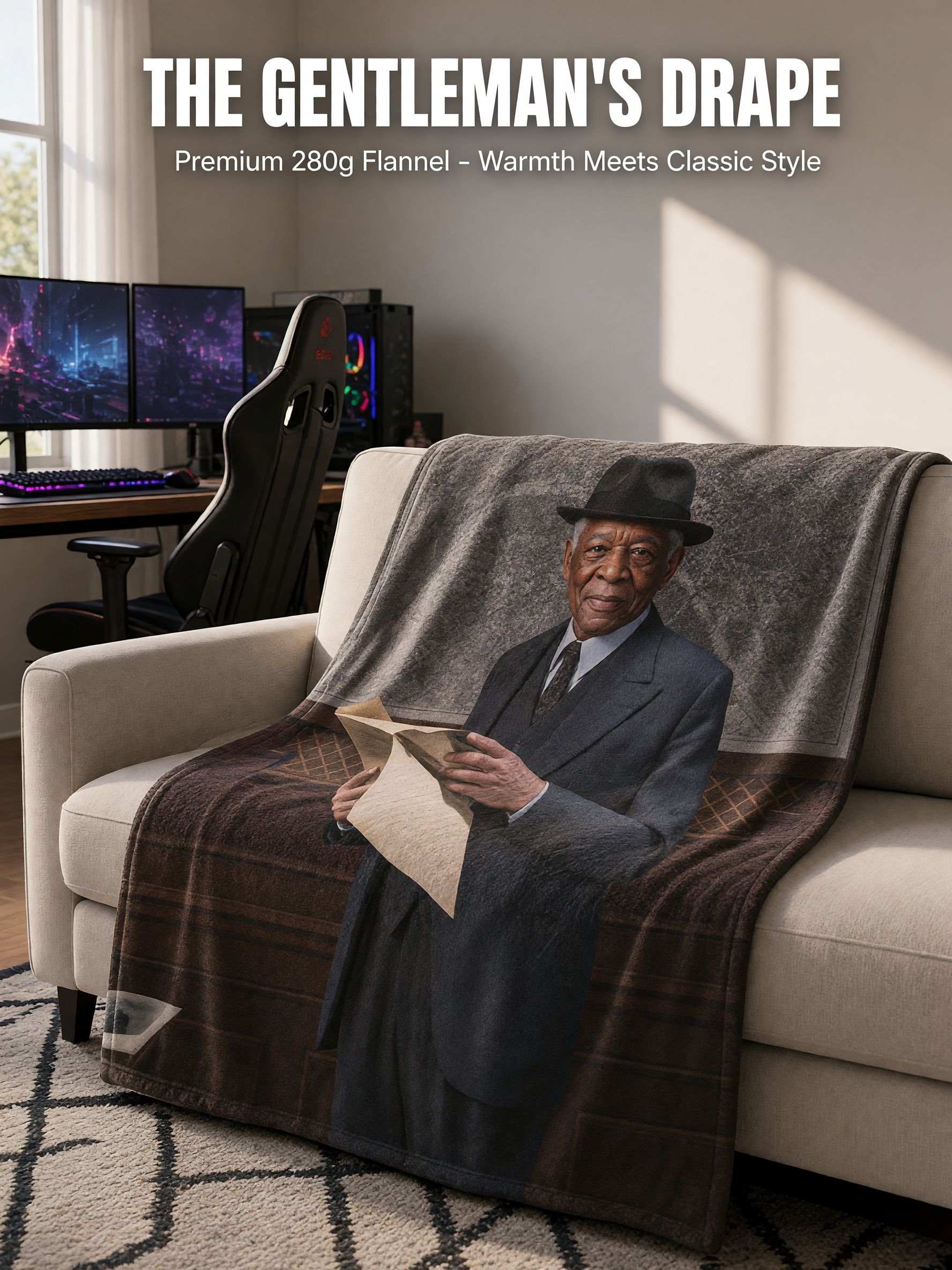 Custom Photo Blanket Personalized Portrait Face Throw, Soft Flannel Fleece Cover, Ideal Keepsake Gift for Bed Couch