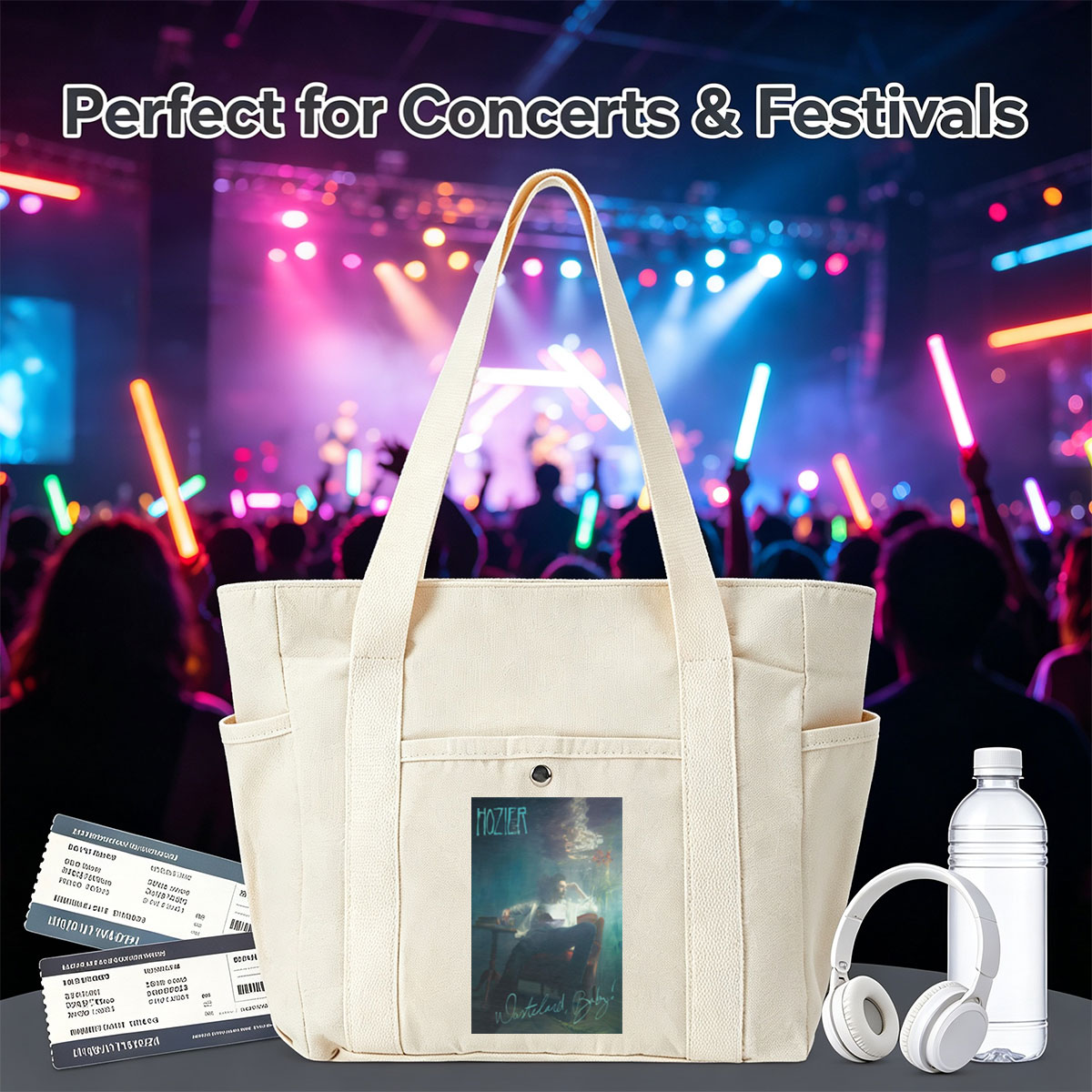 Hozier Underwater Scene with Man in Chair Reading Books and Flowers Floating - Multi-pocket bags