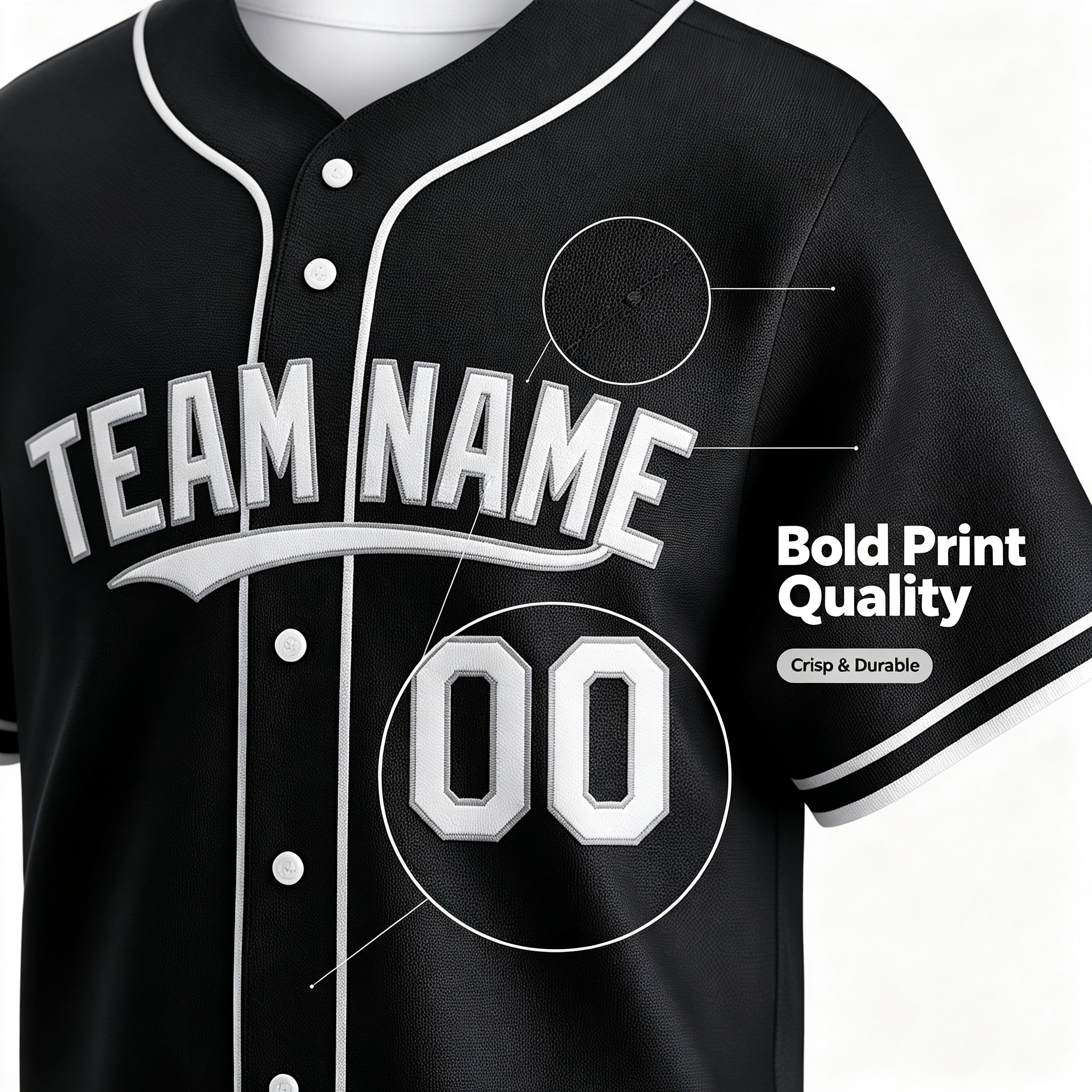 Custom Printed Chicago Southside Style Baseball Jersey Black Short Sleeve Button Down Shirt for Men and Women