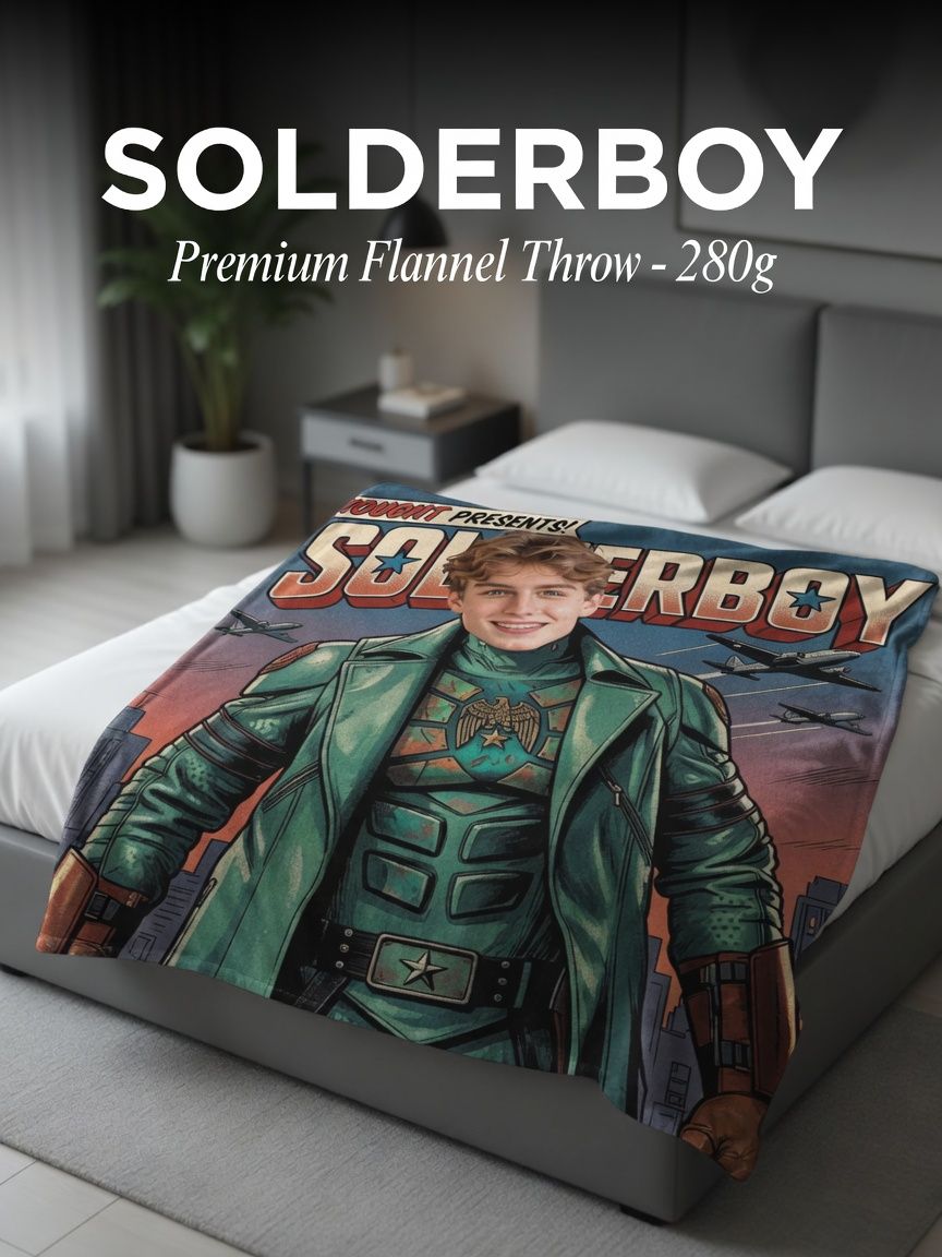 Personalized Custom Face Flannel Blanket Vintage Comic Hero Poster Ultra Soft Warm Throw for Couch Bed Travel Gift