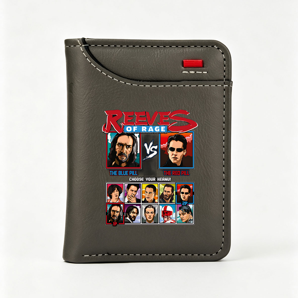Reeves of Rage: Keanu Reeves Characters vs. The Blue Pill vs. The Red Pill - Choose Your Keanu! - Vertical Style Wallet