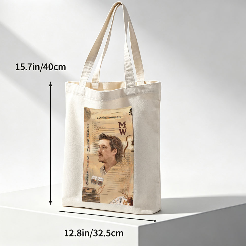 Morgan Wallen I'm The Problem Album Cover Featuring Song List and Rustic Elements - Canvas tote bags