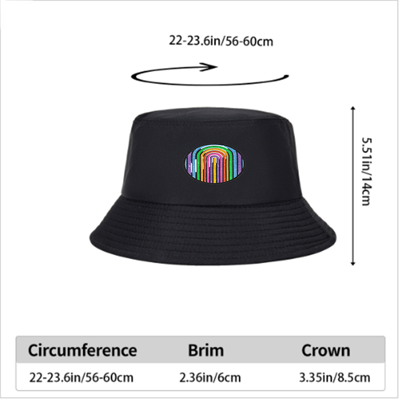 Unisex Classic Bucket Hat with Glitter Rainbow Arc Design - Perfect for Outdoor Activities, Beach, Travel, and Casual Wear - Ideal for Adults Seeking Stylish Sun Protection and Fashionable Accessories