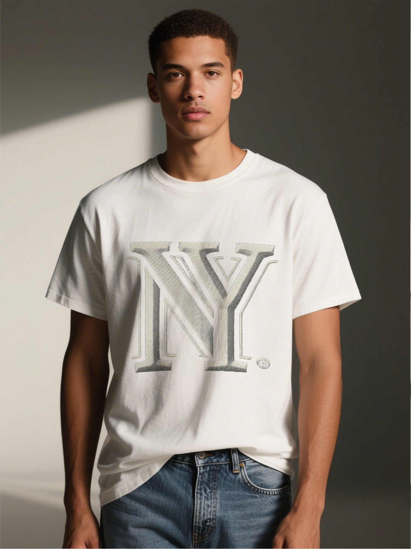 Men's NY Logo Print T-Shirt Casual Round Neck Summer Lightweight Breathable Short Sleeve Tee for Urban Streetwear and Daily Wear Adults