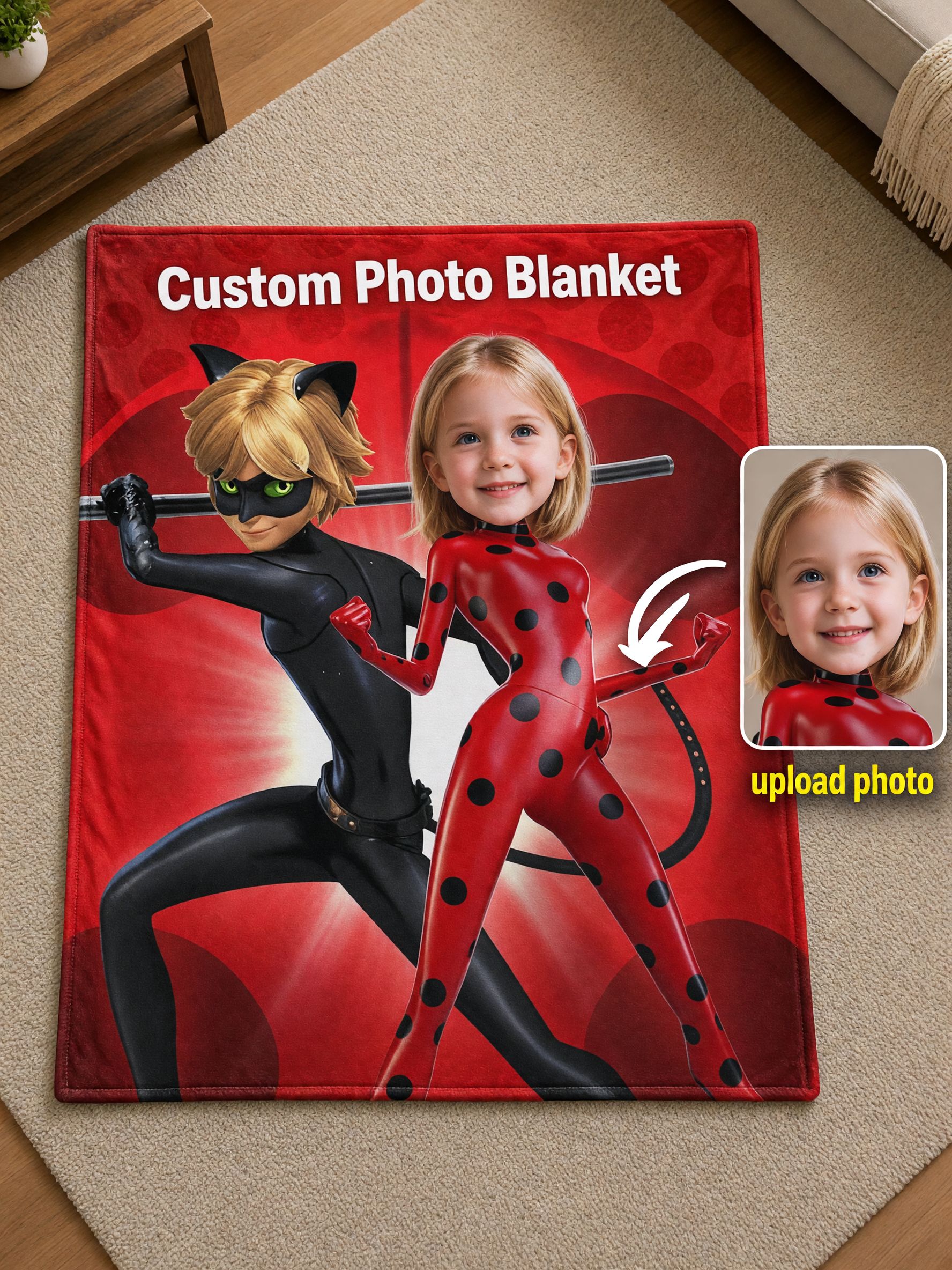 Custom Face Superhero Flannel Blanket Personalized Photo Throw Cozy Fleece Cover Ideal Personalized Gift