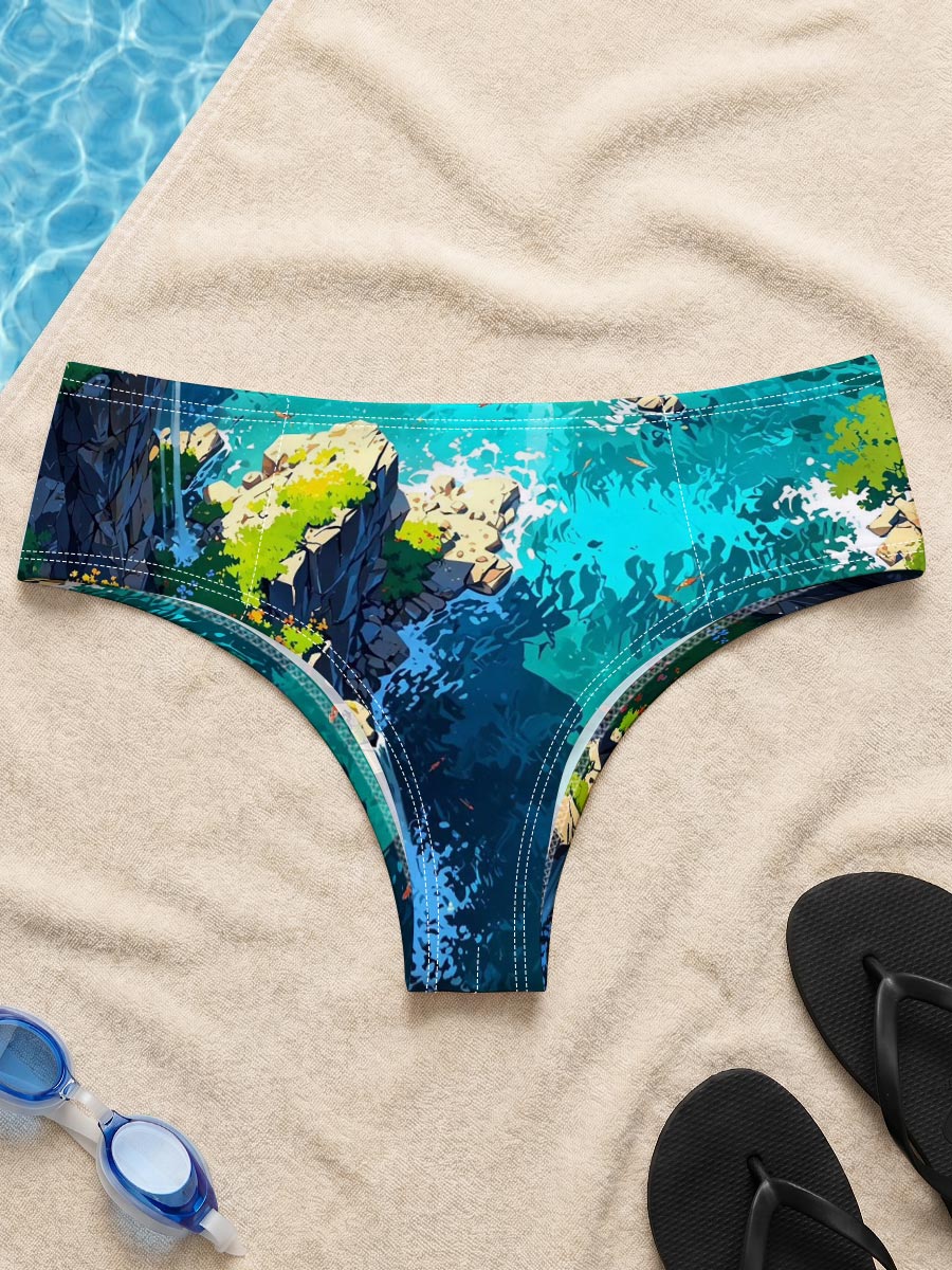 Crystal Clear Waterfalls in a Lush Canyon -  Men's swim trunks