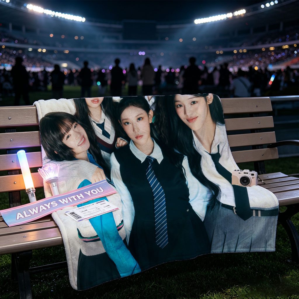 NewJeans School Uniform Concept Photo with Five Members in Coordinated Outfits - Blankets