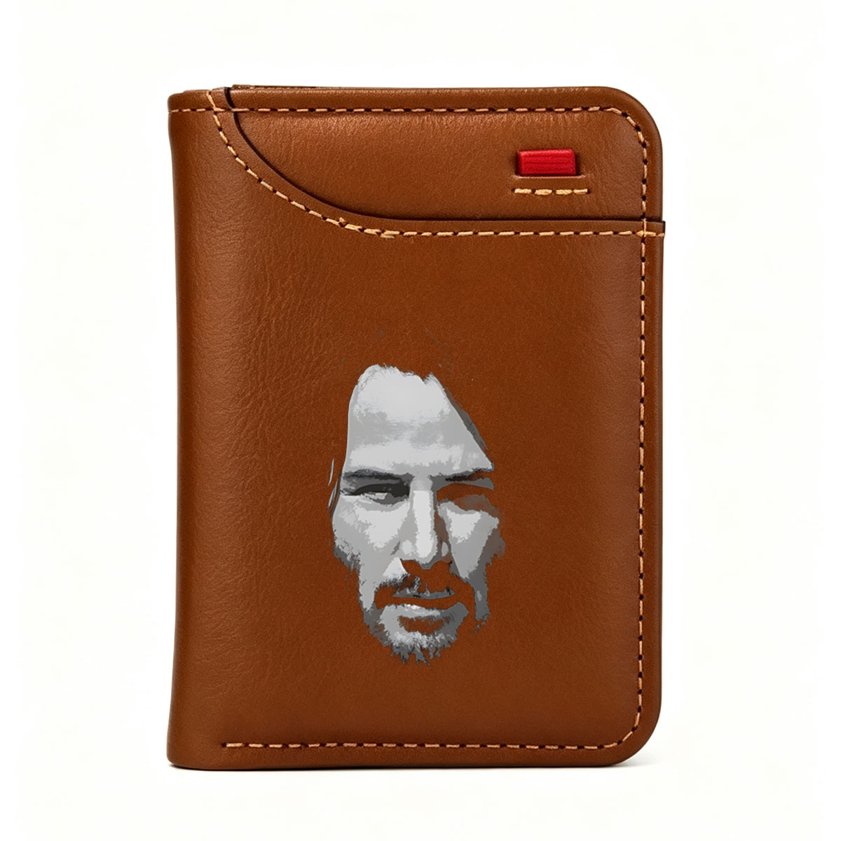 Keanu Reeves in a stylized black and white portrait - Vertical Style Wallet