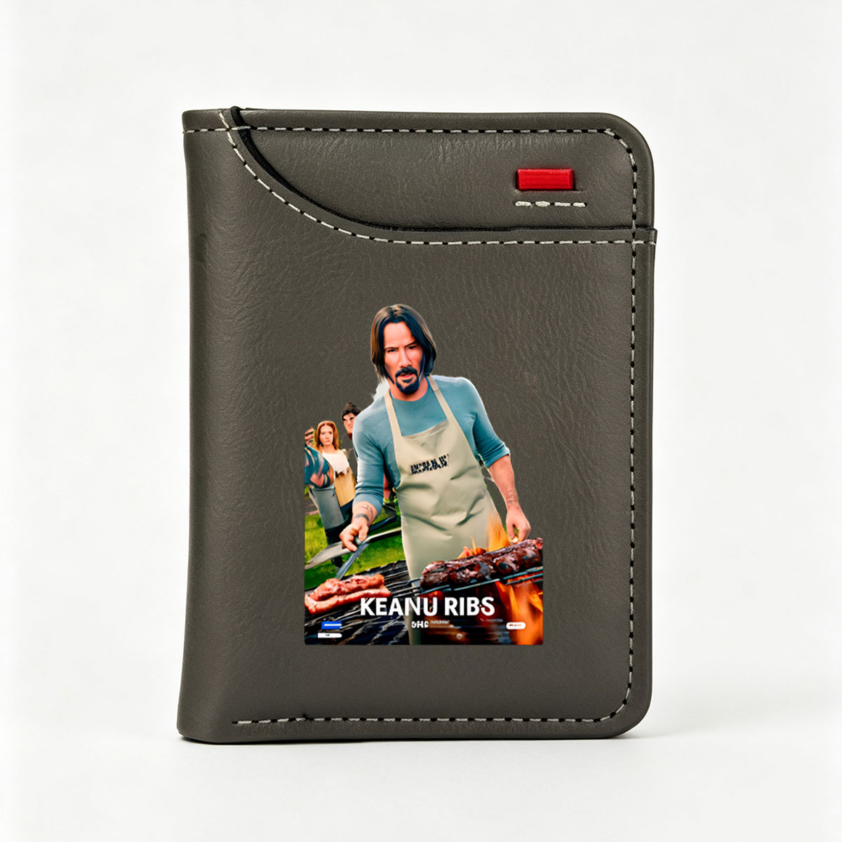 Keanu Reeves Grilling Ribs at BBQ Party - Vertical Style Wallet