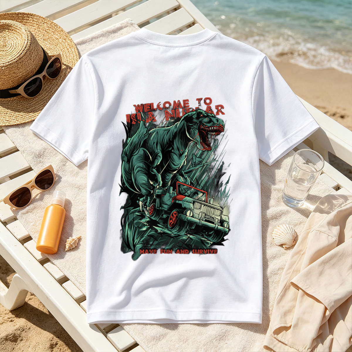 Jurassic Park T-Rex vs Jeep: Welcome to Isla Nublar - Tee
