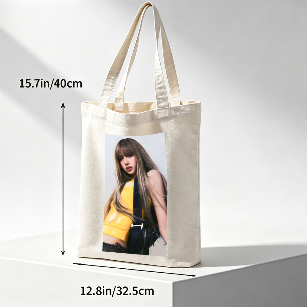 Lisa Blackpink Fashion Shoot in Yellow Crop Top and Black Bag - Canvas tote bags