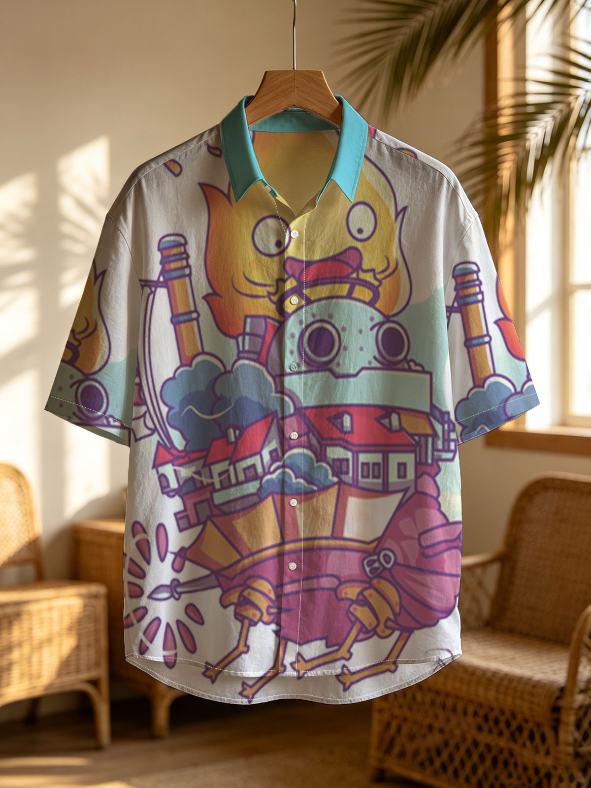 Flame-Powered Factory Crab with Industrial City on Back -  Shirt