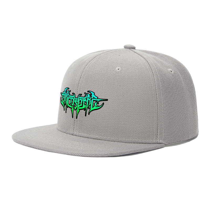 Flat Brim Baseball Cap with Neon Green Gothic Logo Print Streetwear Underground Skate Style for Basketball Court Skate Park Urban Lifestyle Skaters Rappers Streetwear Enthusiasts