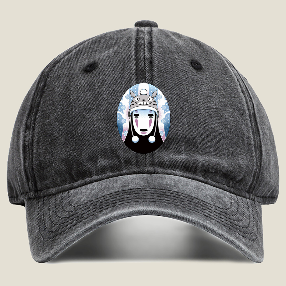 Totoro and No-Face Winter Fusion - Washed Denim - Baseball Cap