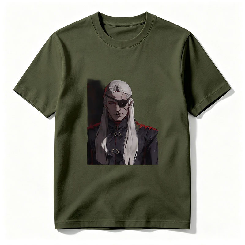 Elderly Warrior with White Hair and Eye Patch in Dark Armor - Tee