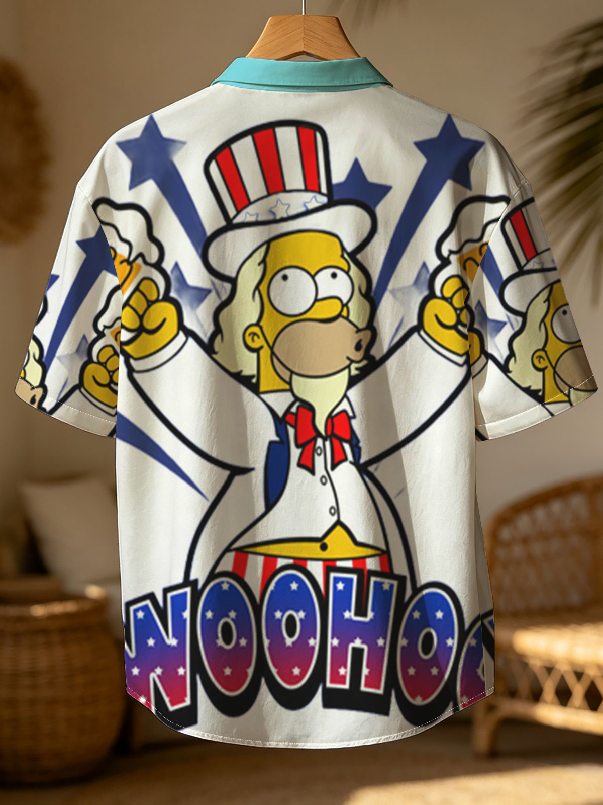Simpsons Character in Uncle Sam Costume Holding Beer Mugs with 