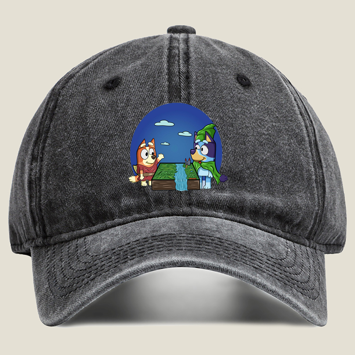 Bluey and Bingo in a Fantasy Adventure - Washed Denim - Baseball Cap