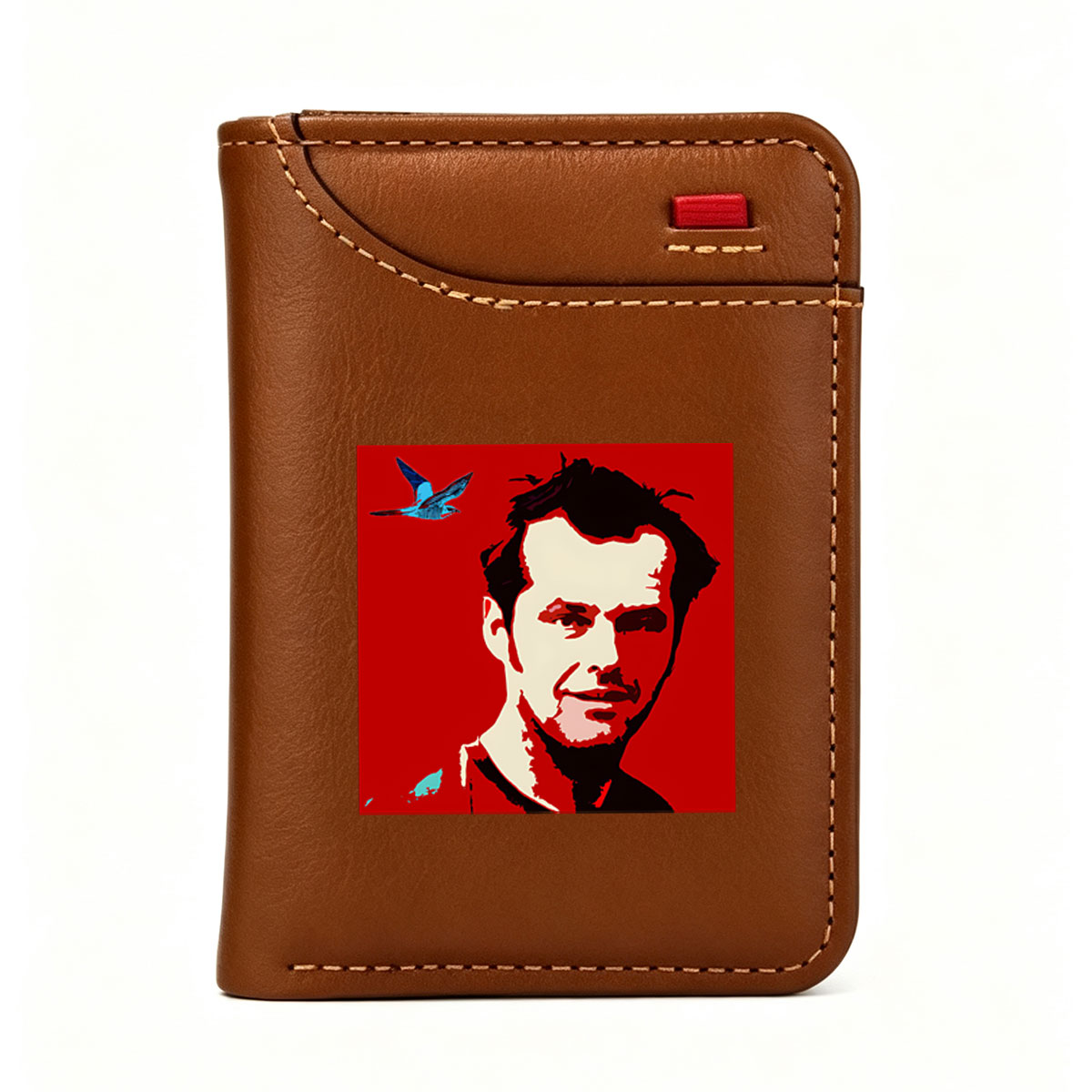 Man with Bird in Red Background - Vertical Style Wallet