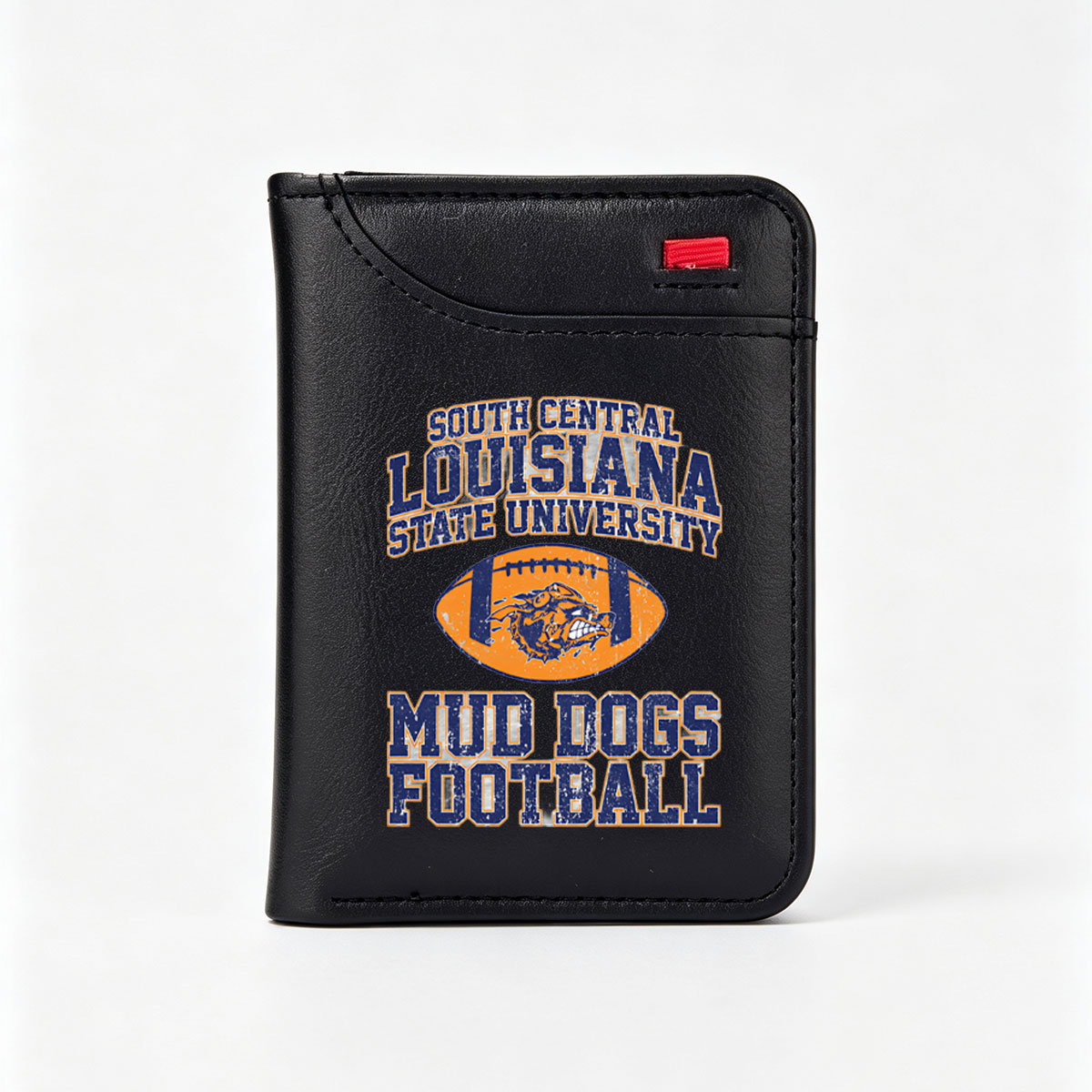 South Central Louisiana State University Mud Dogs Football Team Logo - Vertical Style Wallet