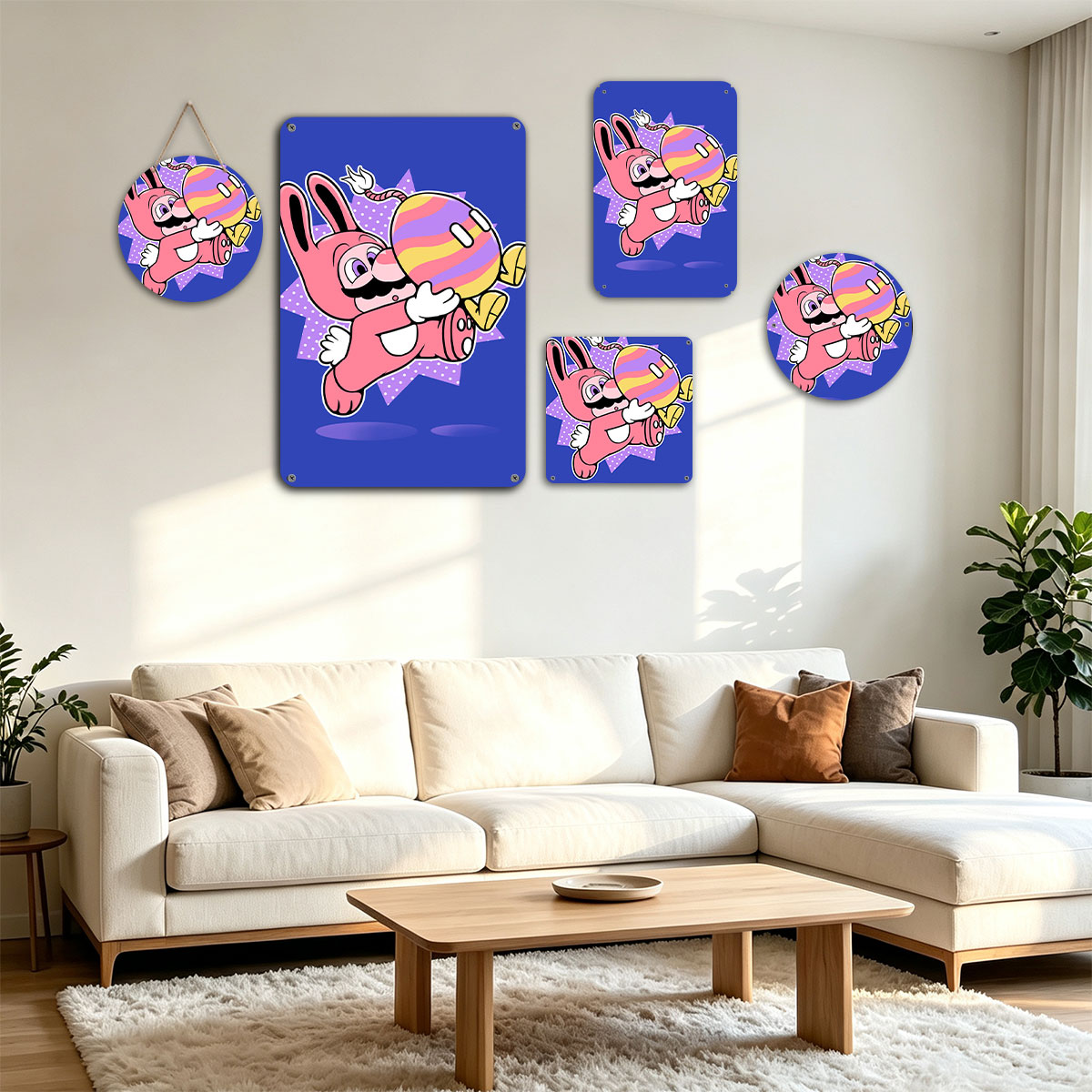 Mario in Bunny Suit Hugs Rainbow Koopa Shell - painting