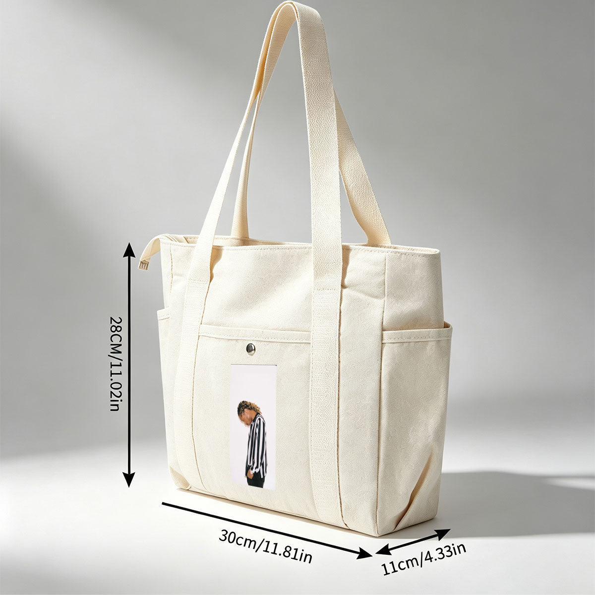Lil Durk in a Striped Shirt with Braided Hair Against a White Background - Multi-pocket bags