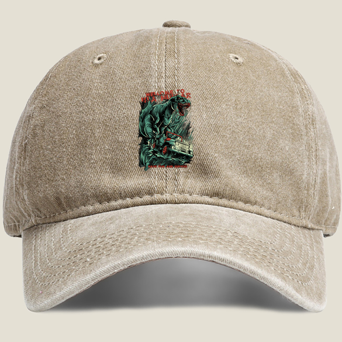 Jurassic Park T-Rex vs Jeep: Welcome to Isla Nublar - Washed Denim - Baseball Cap
