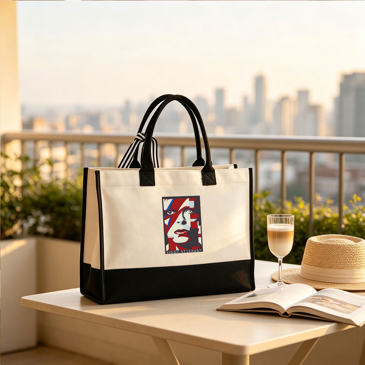 Ziggy Stardust: David Bowie's Iconic Persona - Canvas patchwork gift tote bag
